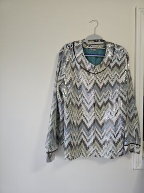 Chico's Multicolor Sequined Chevron Blazer